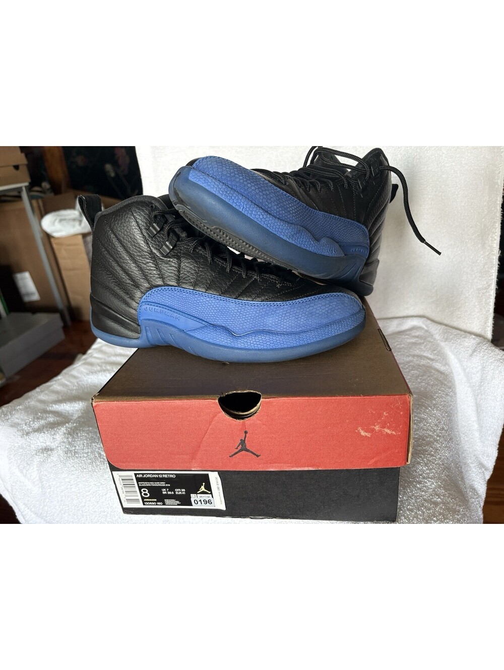 Jordan 12 Retro Game Royal Black Sneakers Size 8 Mens